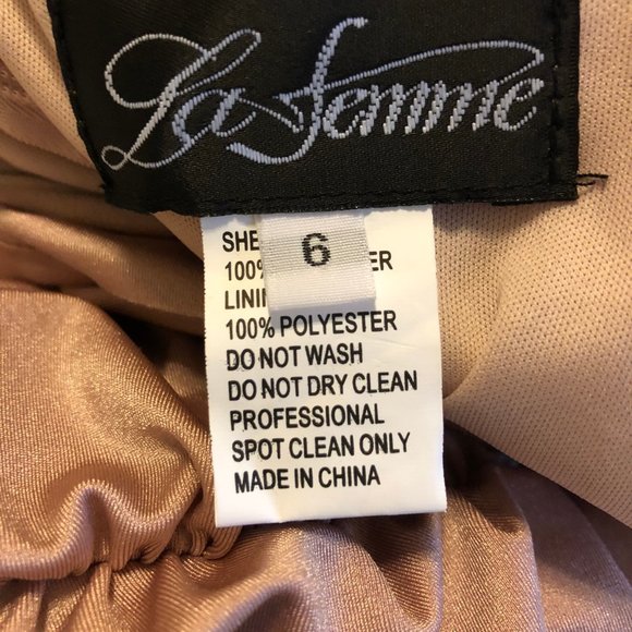 NWT LA FEMME Off the Shoulders Trumpet Gown Ruched Pink Satin Lace-up Back 6 - Picture 4 of 4